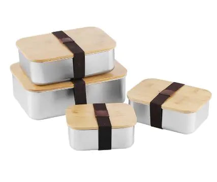 Stainless Steel Food Container with Bamboo Lid