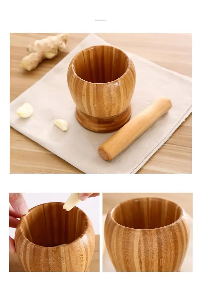 Bamboo Mortar & Pestle Set - detail