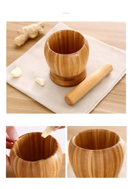 Bamboo Mortar & Pestle Set - detail
