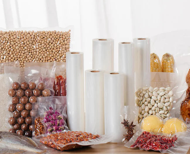 Textured vacuum bag roll in use